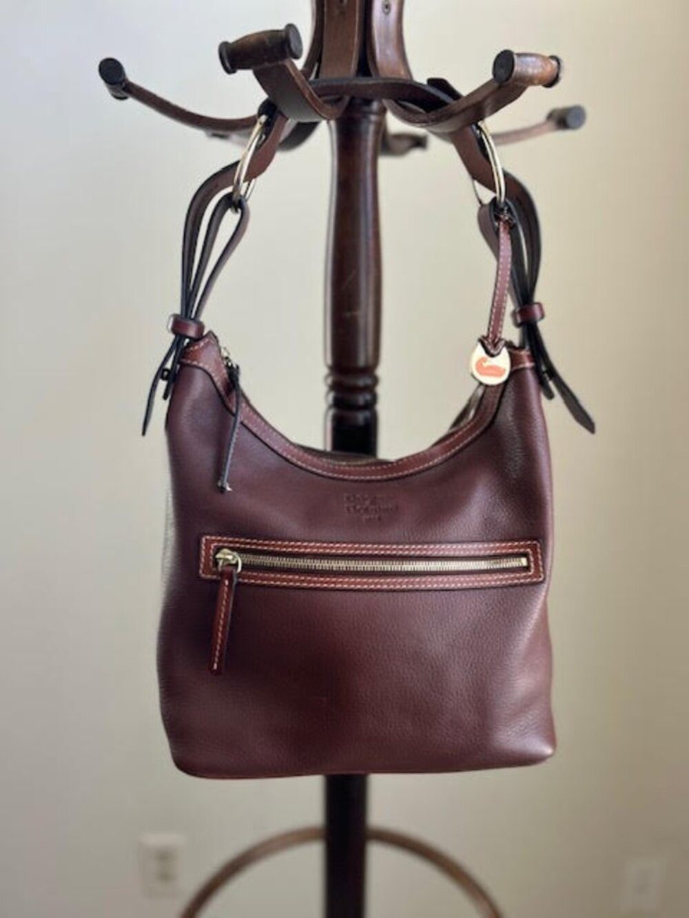 Dooney & Bourke 1975 Brown Leather Hobo Bag Older Tag- Stunning!